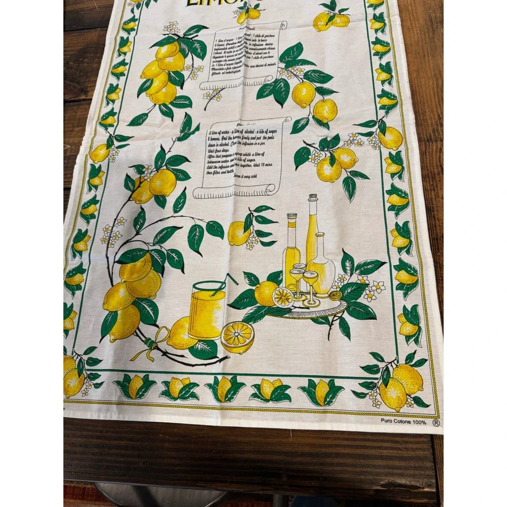 Vintage Italian Limoncello Tea Towel Recipe Towel Lemon Citrus Made in Italy